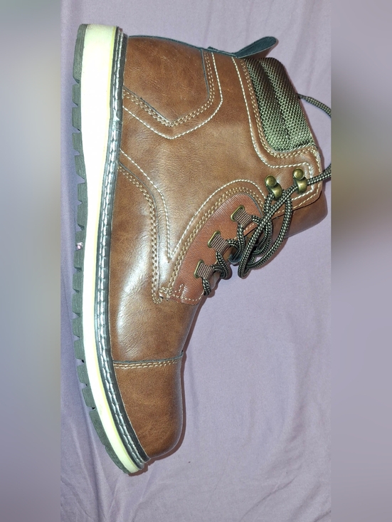 Men\'s Brown Lace-Up Work Boots with Cushioned Outsole main image 7